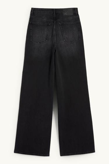 Femmes - Wide leg jean - high waist - jean gris foncé