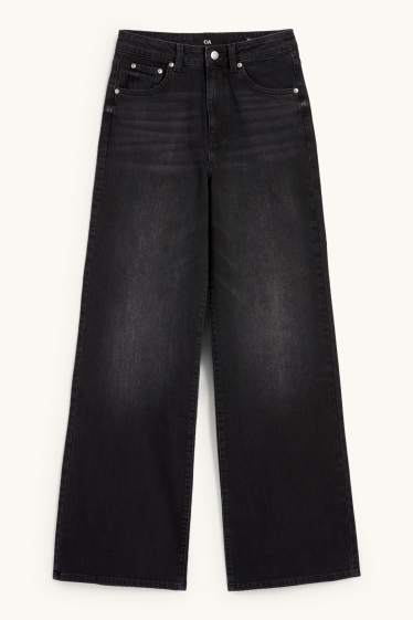 Femmes - Wide leg jean - high waist - jean gris foncé
