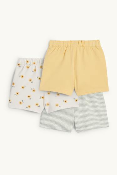 Baby Girls - Multipack of 3 - floral - baby sweat shorts - white