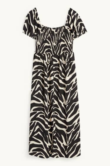 Dona - Vestit fit & flare - estampat - punt de niu d'abella - negre/beix