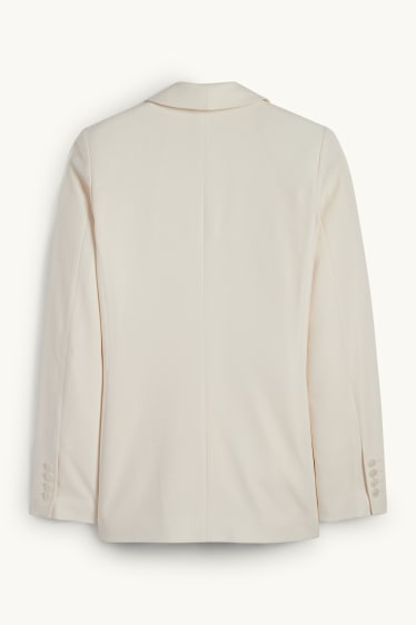 Women - Long blazer - regular fit - textured - cremewhite