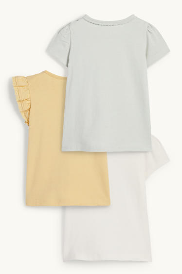 Baby Girls - Multipack of 3 - flowers and bunny rabbit - baby short sleeve T-shirt - mint green