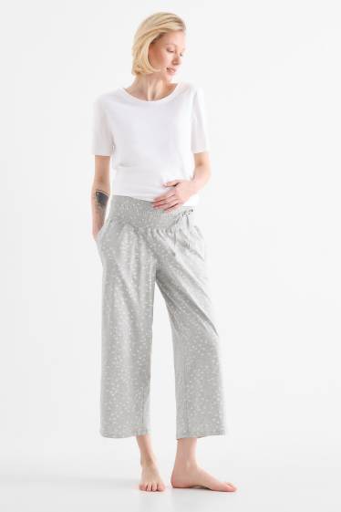 Damen - Umstands-Pyjamahose - gemustert - hellgrau