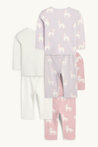 Neonate - Confezione da 3 - unicorno - pigiama per neonati - 6 pezzi - rosa