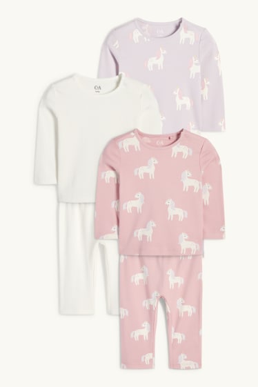 Neonate - Confezione da 3 - unicorno - pigiama per neonati - 6 pezzi - rosa