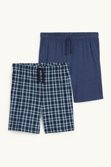 Heren - Set van 2 - pyjamashorts - donkerblauw