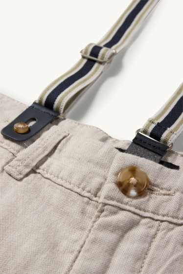 Kinder Jungen - Bermudas mit Hosenträgern und Leinen-Anteil - hellbeige