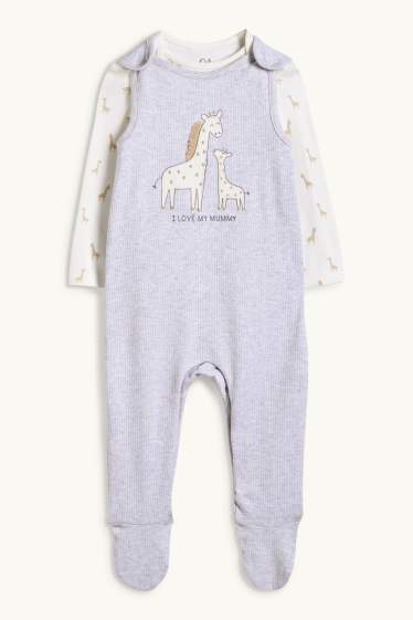 Unisex - Giraffe - romper set - 2 piece - gray