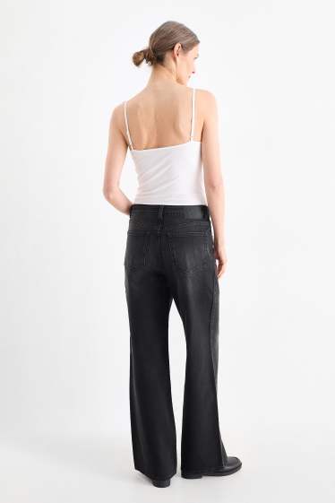 Femmes - Wide leg jean - high waist - jean gris foncé
