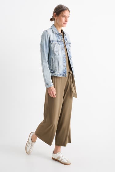 Femei - Pantaloni din jerseu - talie medie - straight fit - kaki