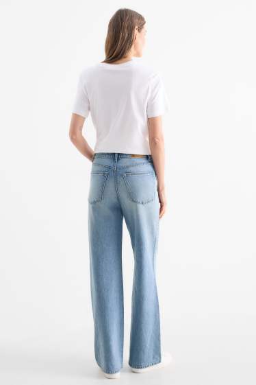 Dames - Wide leg jeans - high waist - jeanslichtblauw