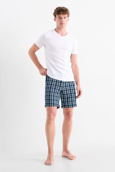 Heren - Set van 2 - pyjamashorts - donkerblauw