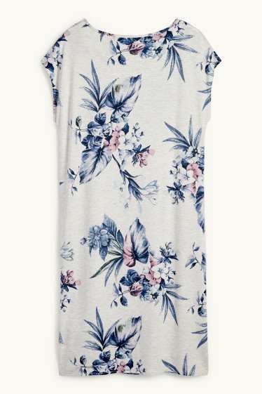Femmes - Chemise de nuit en viscose - à fleurs - gris clair