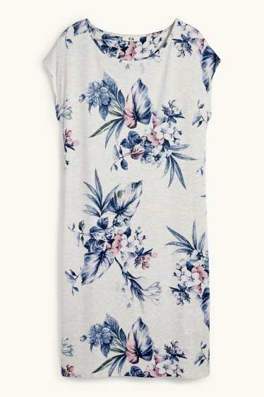 Femmes - Chemise de nuit en viscose - à fleurs - gris clair