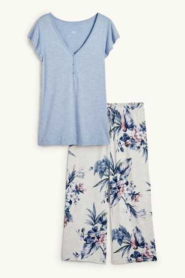 Damen - Viskose-Pyjama - hellblau