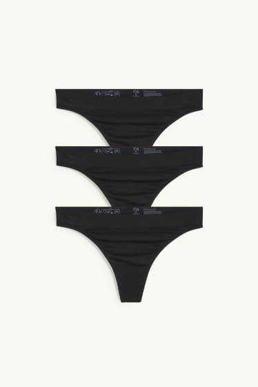 Women - Multipack of 3 - thong - seamless - black