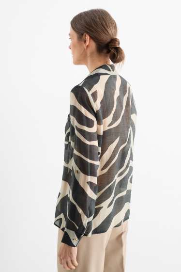 Women - Blouse - patterned - black / beige