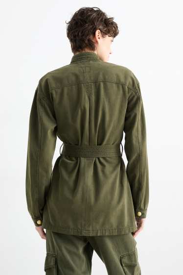 Damen - Safari-Jacke - dunkelgrün