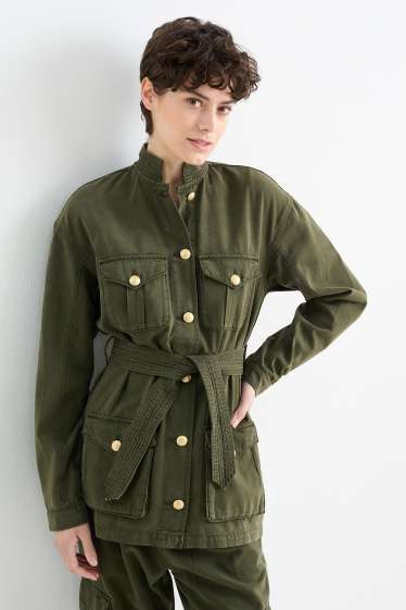 Damen - Safari-Jacke - dunkelgrün