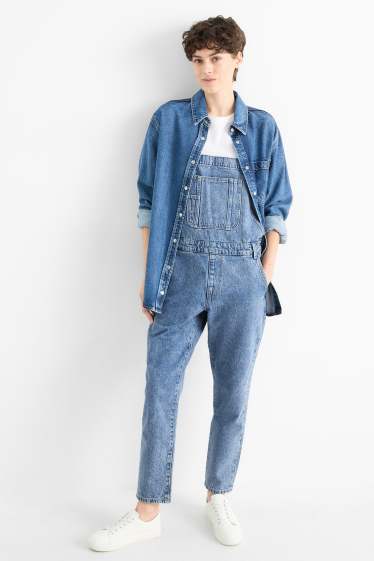 Dames - Tuinbroek van spijkerstof - tapered fit - jeanslichtblauw