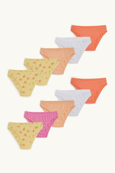 Kinder Mädchen - Multipack 10er - Sonne - Slip - weiss / pink