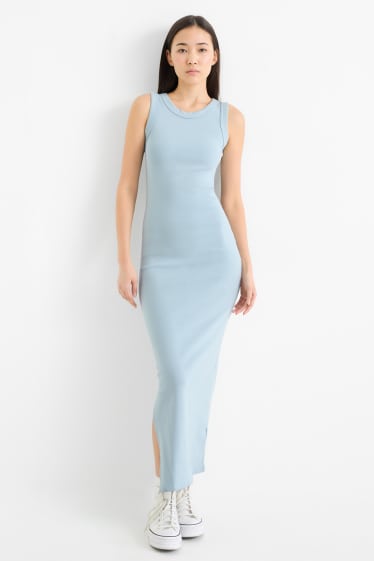 Damen - Bodycon Kleid - gerippt - hellblau