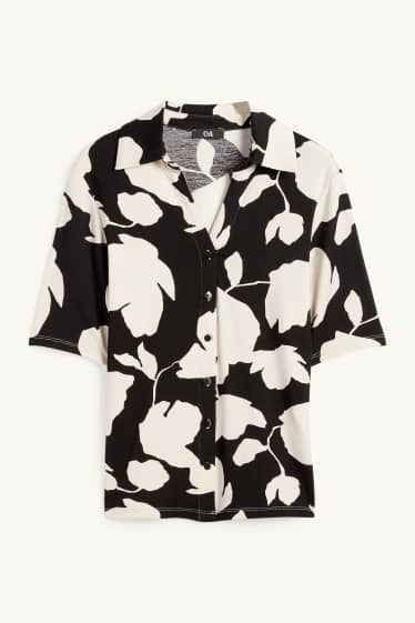 Women - Basic blouse - floral - black / beige