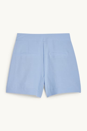 Dames - Korte broek, deels met linnen - high waist - lichtblauw