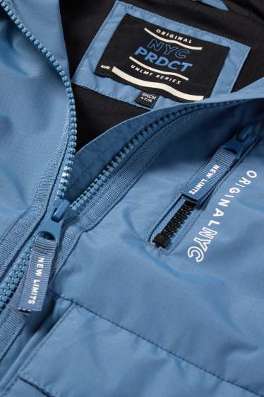 Kinder Jungen - Jacke mit Kapuze - wasserabweisend - blau
