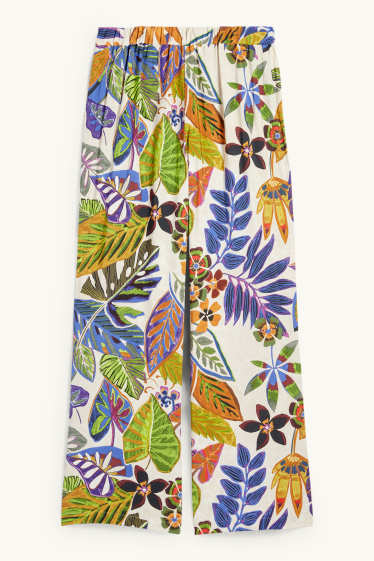 Dona - Pantalons de tela - high waist - wide leg - de flors - multicolor