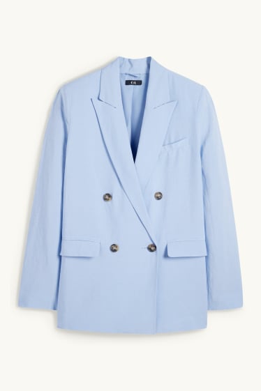 Dona - Americana llarga amb component de lli - regular fit - blau clar