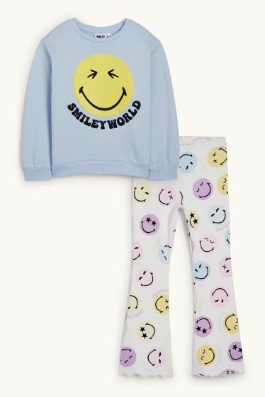 Kinderen: meisjes - SmileyWorld® - set - sweatshirt en flared legging - lichtblauw