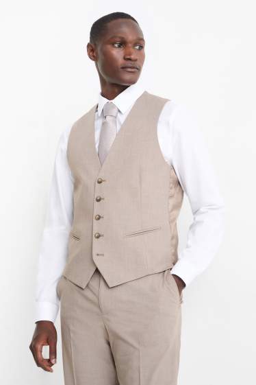 Hommes - Costume à cravate - regular fit - 4 pièces - beige