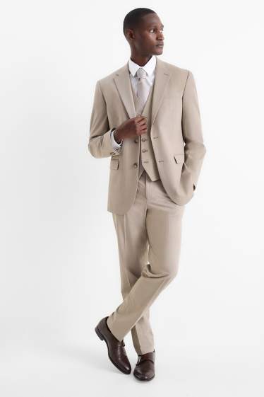 Hommes - Costume à cravate - regular fit - 4 pièces - beige