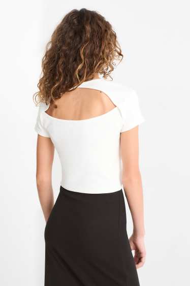 Copii - Fete - Multipack 3 buc. - tricou cu mânecă scurtă - reiat - alb