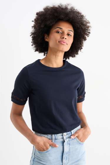 Dames - T-shirt - donkerblauw