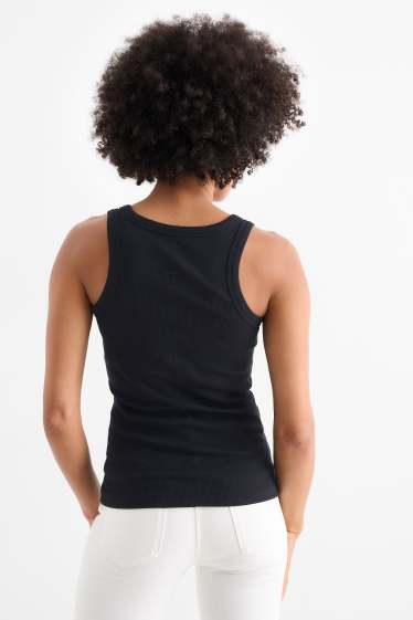 Donna - Top basic - a coste - nero