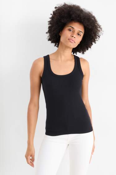 Donna - Top basic - a coste - nero