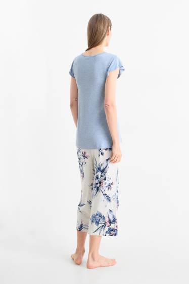 Damen - Viskose-Pyjama - hellblau
