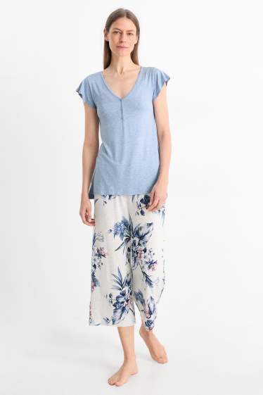 Damen - Viskose-Pyjama - hellblau