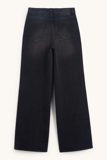 Damen - Wide Leg Jeans - High Waist - dunkeljeansgrau