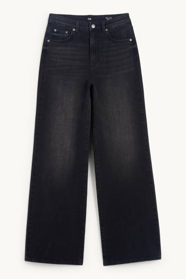 Damen - Wide Leg Jeans - High Waist - dunkeljeansgrau