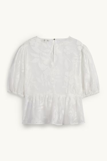 Dona - Brusa - de flors - blanc