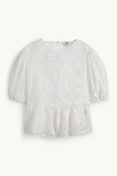 Dona - Brusa - de flors - blanc