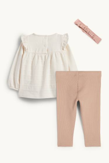 Neonate - Fiorellini - completo per neonate - 3 pezzi - bianco crema