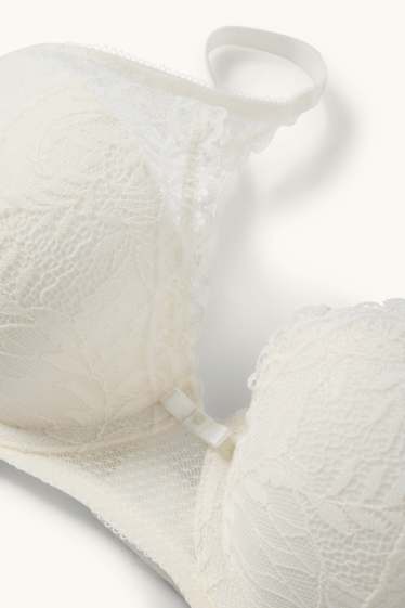 Dames - BH met beugels - PLUNGE - voorgevormd - crème wit