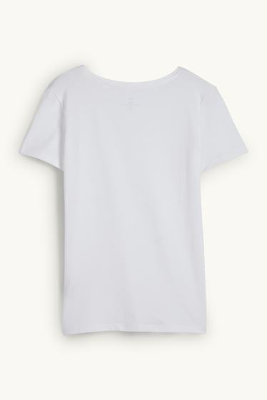 Dámské - Tričko s výstřihem ve tvaru V - slim fit - bílá