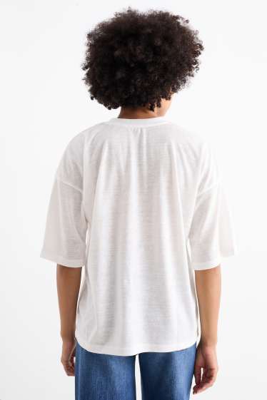 Dámské - Tričko - oversized - bílá