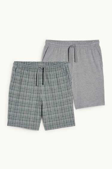 Hommes - Lot de 2 - shorts de pyjama - gris