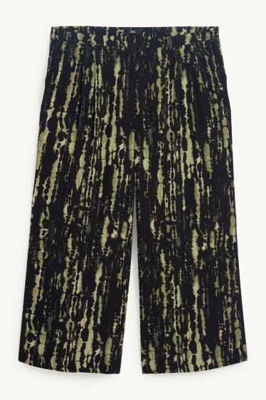 Mujer - Pantalón de tela - high waist - wide leg - estampado - verde